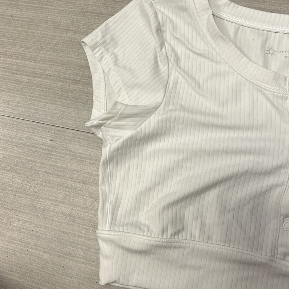 White Ribbed Active Crop Top - Picture 4 of 4